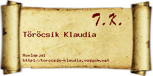 Töröcsik Klaudia névjegykártya